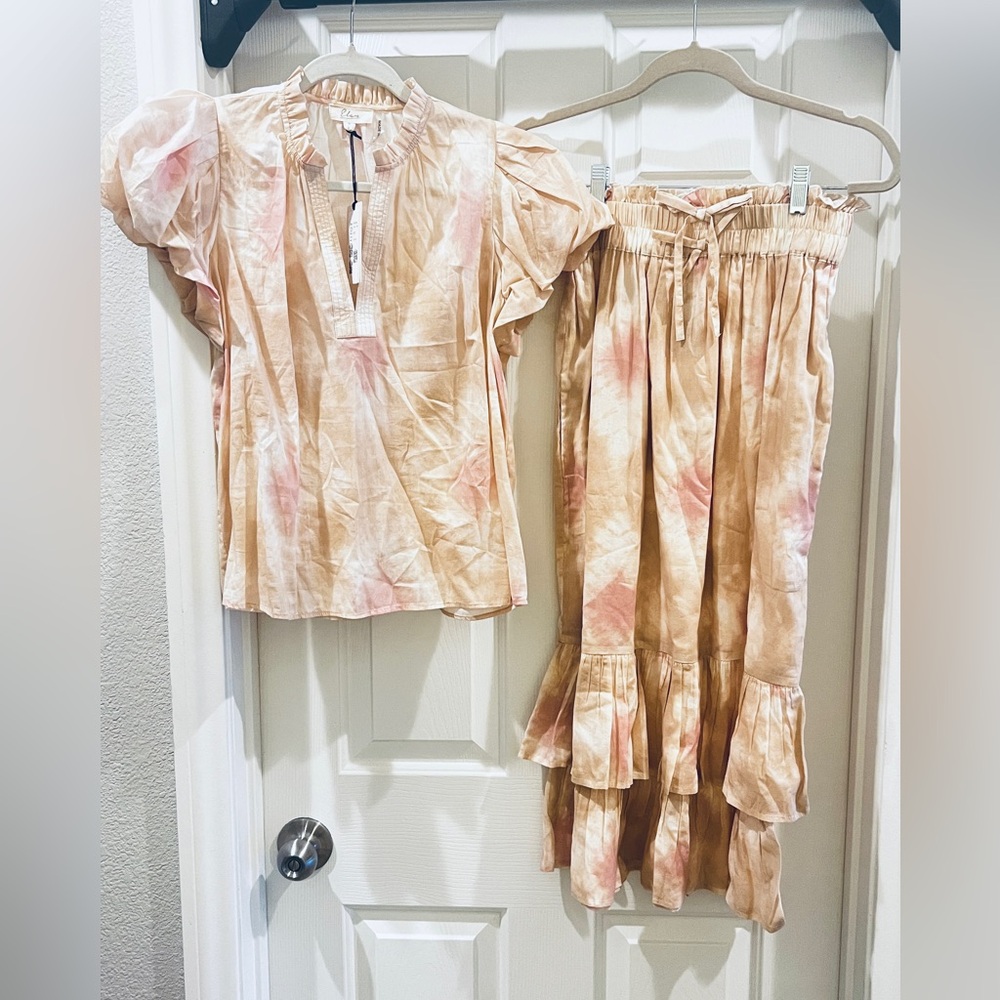 Elan NWT Peach & Pink Two-Piece Top and Maxi Skirt Set SIZE SMALL